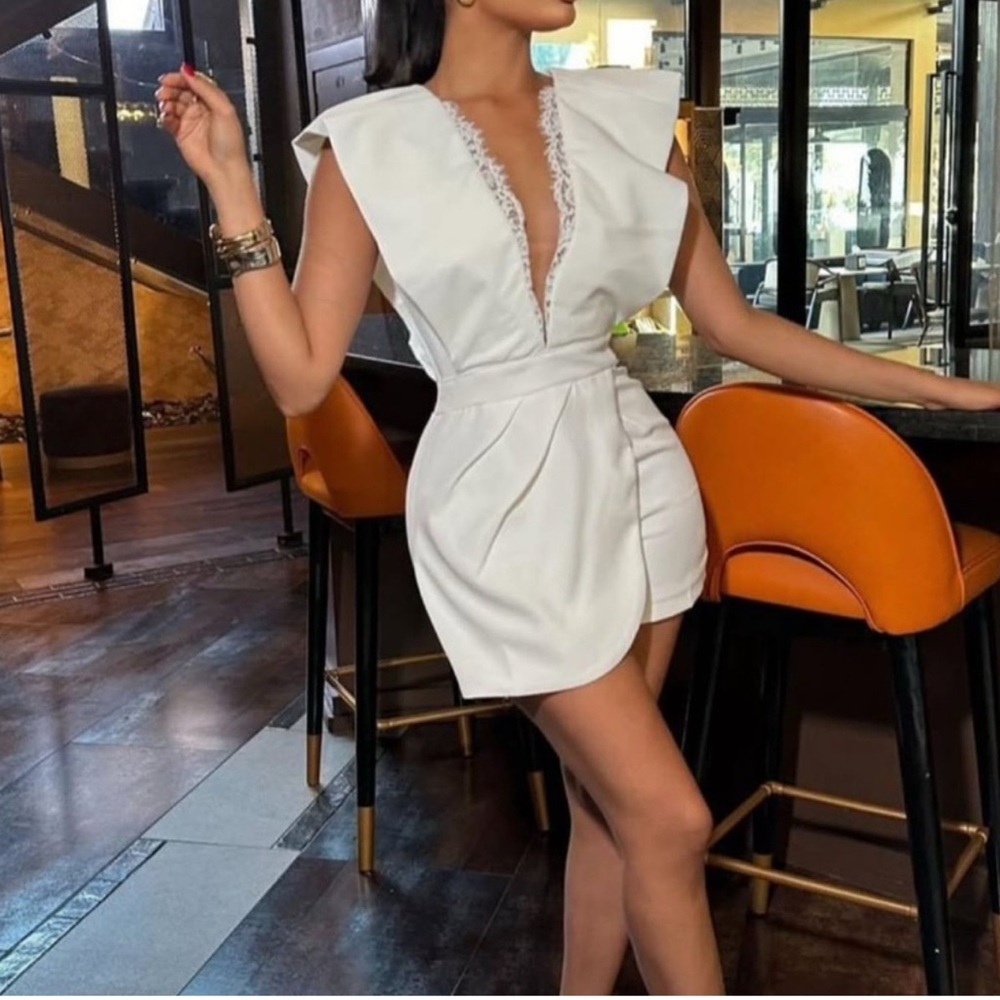Elegant White Ruffled romper